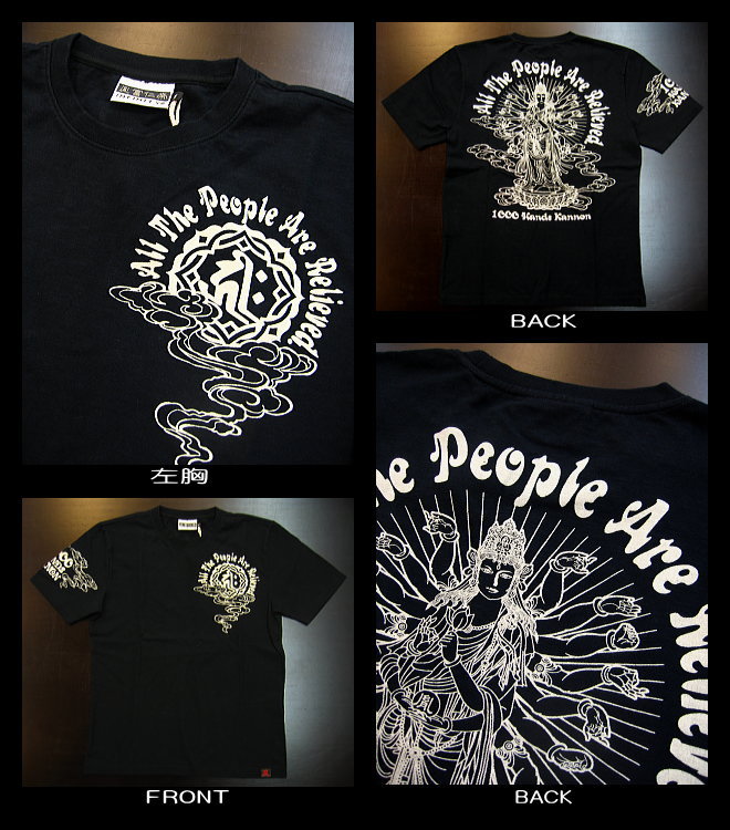 和柄Tシャツ 千手観音和柄半袖Tシャツ
